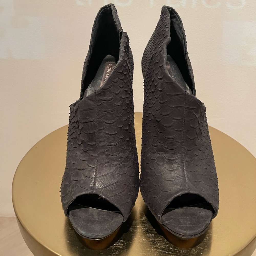 Bcbg Maxazria Python Open Toe Platform Heel Booti… - image 4